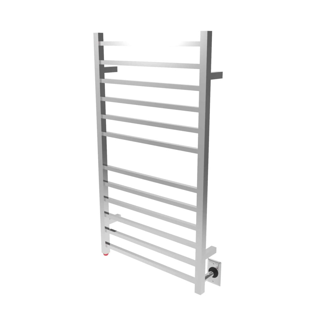 An image of a large silver Amba Radiant heated towel rack.