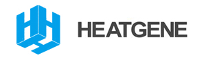 Blue and black HeatGene logo.