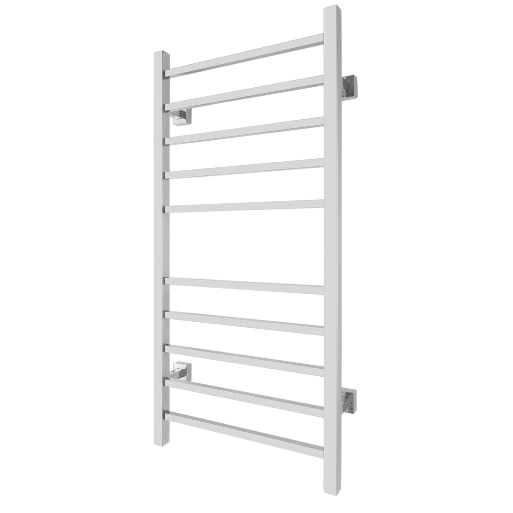 Wall mounted heated towel rack in silver