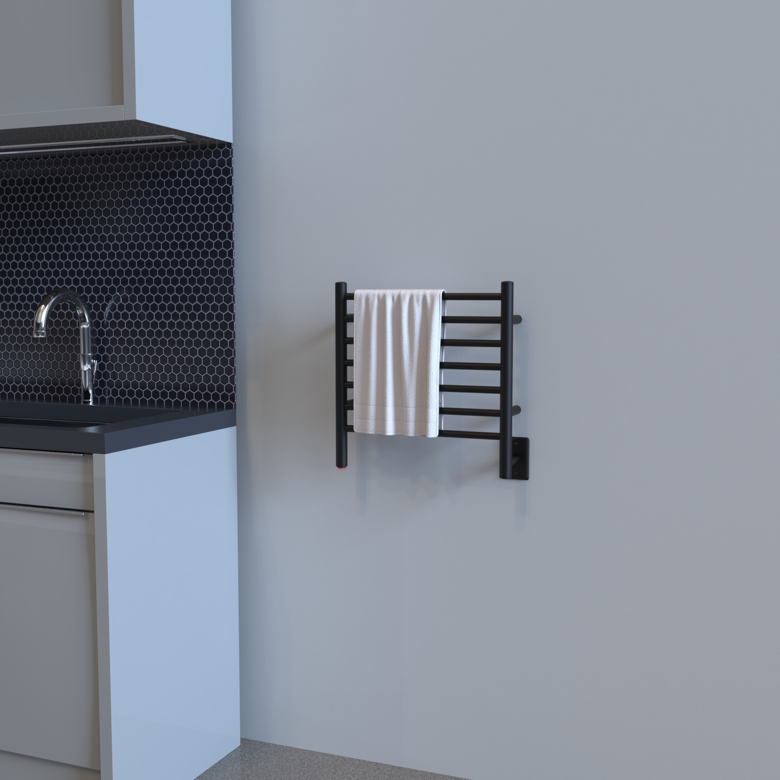 Radiant Small 7 Bar Towel Warmer in Matte Black - Heated Towel Racks