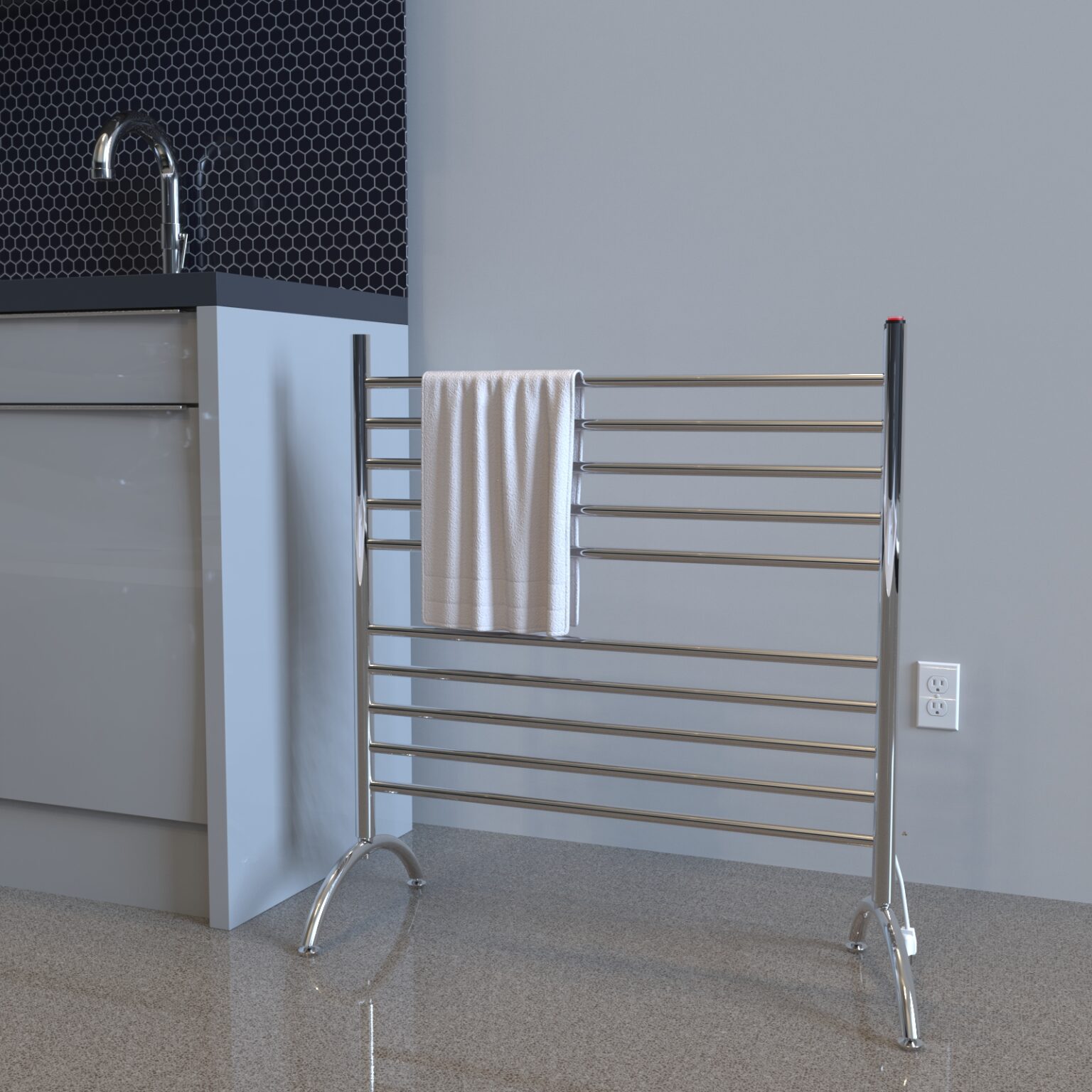 Solo 33" Freestanding Towel Warmer in Polished Heated Towel Racks