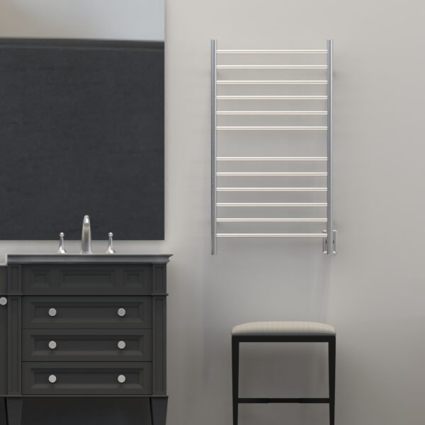 Radiant Large Plug-in & Hardwired Combo Straight 12 Bar Towel Warmer in Brushed - Image 3