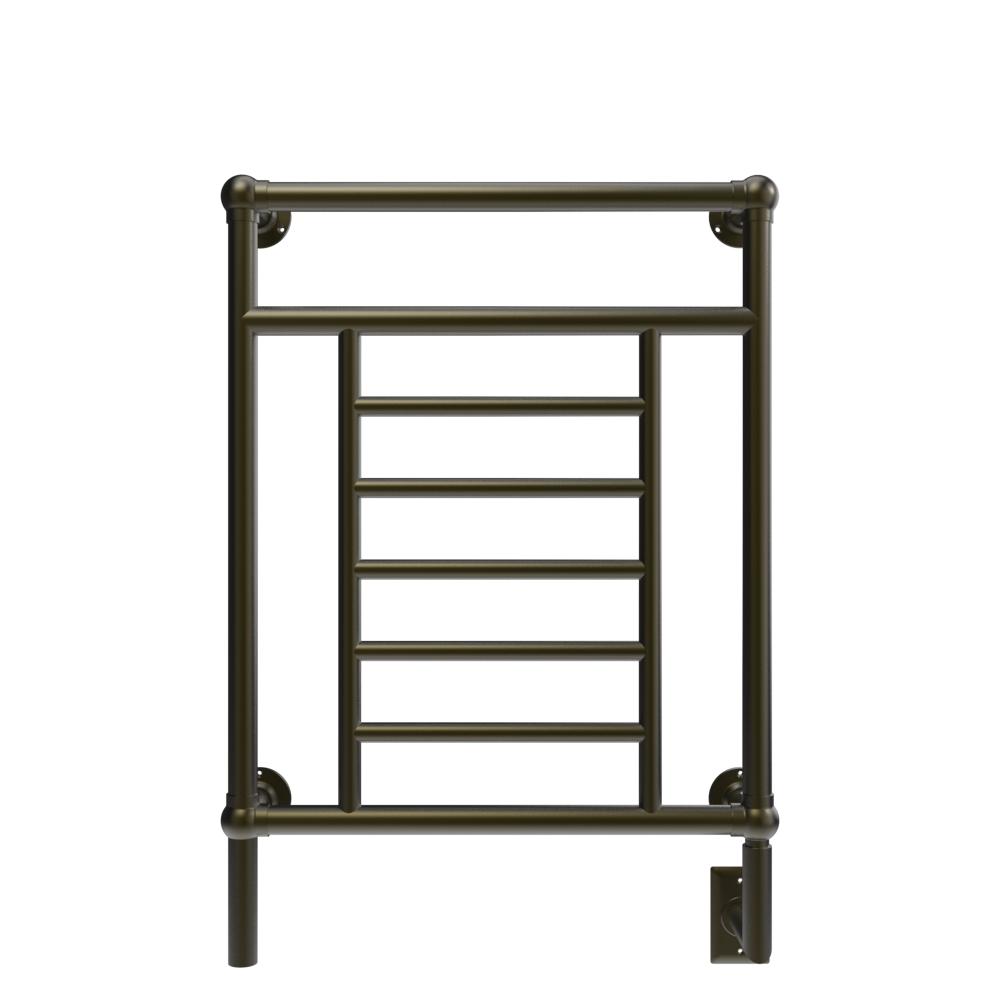 Traditional Model T-2536 8 Bar Hardwired Heated Towel Rack in Brushed Modern Brass